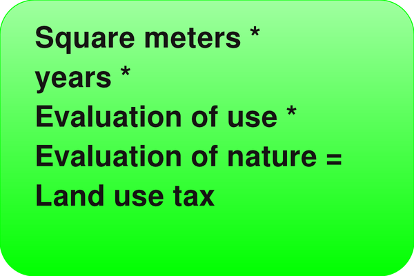 Zasada 111: 1 m² 1 EUR 1 rok
Czy można za to zgłoszenie zapłacić podatek od użytkowania gruntu w wysokości 1 EUR za metr kwadratowy i rok? Ten zmodyfikowany z częściowym wykorzystaniem i częściowym charakterem.