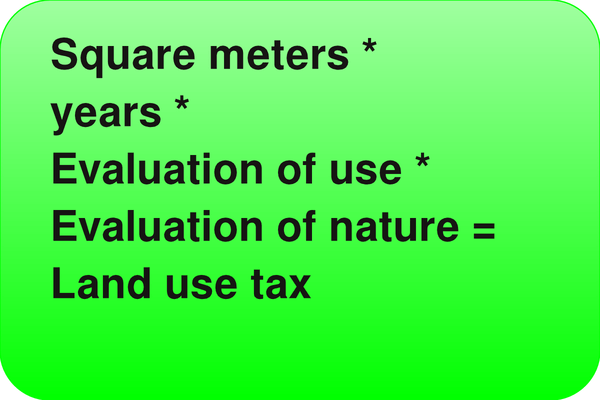 111-regeln: 1 m² 1 EUR 1 år
Är det möjligt att betala 1 euro markanvändningsavgift per kvadratmeter och år för denna ansökan? Detta ändras med partiell användning och partiell natur.